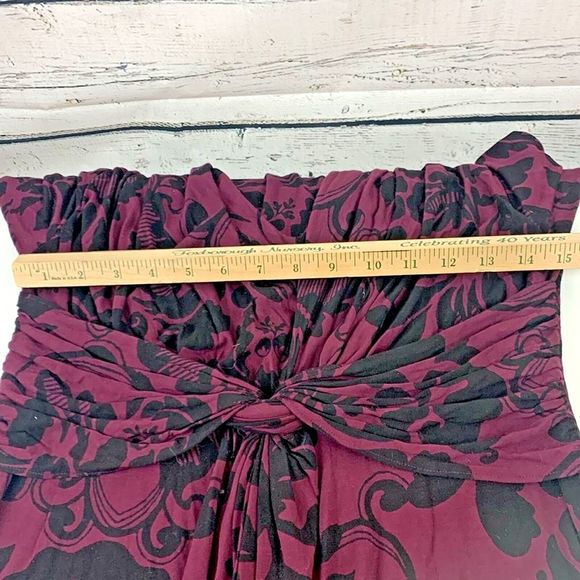 Soma Purple Black Floral Ultra Soft Stretch Twist Detail Dress [Size‎ Large] - Picture 4 of 7